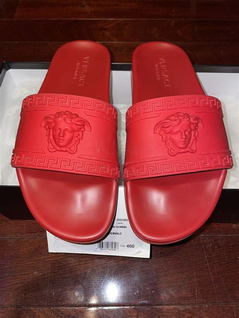 red versace slides replica|Versace couture slides.